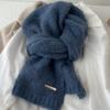 Autumn and Winter Lengthened Korean Muse Commuting Gentle and Versatile Without Tassel New Solid Color Thickened Warm Knitted Scarf