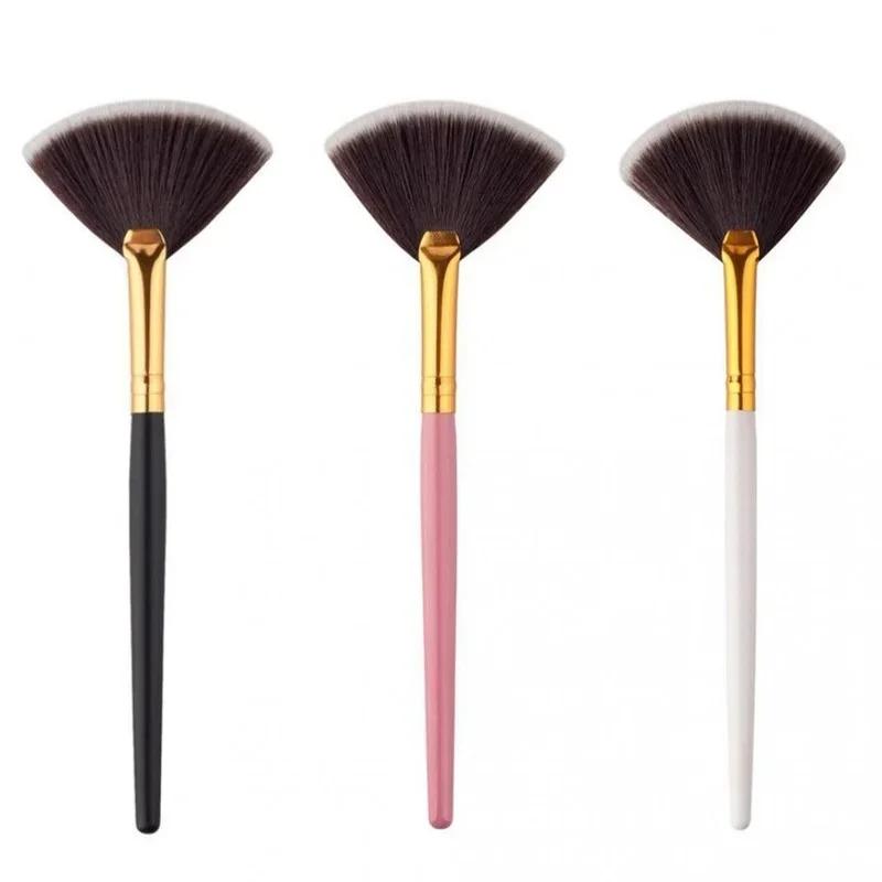 Fächerförmiger Einzelpinsel Gleichmäßiger Puder Hochglanzpuderpinsel Faserhaar Make-up Pinsel Fixierpuder Puderverteilpinsel Beauty-Tool