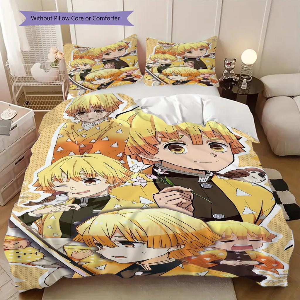 Zenitsu Agatsuma Duvet Cover | King, Queen, Full, Twin, Anime Cartoon Bedding Set Gift LXRa12