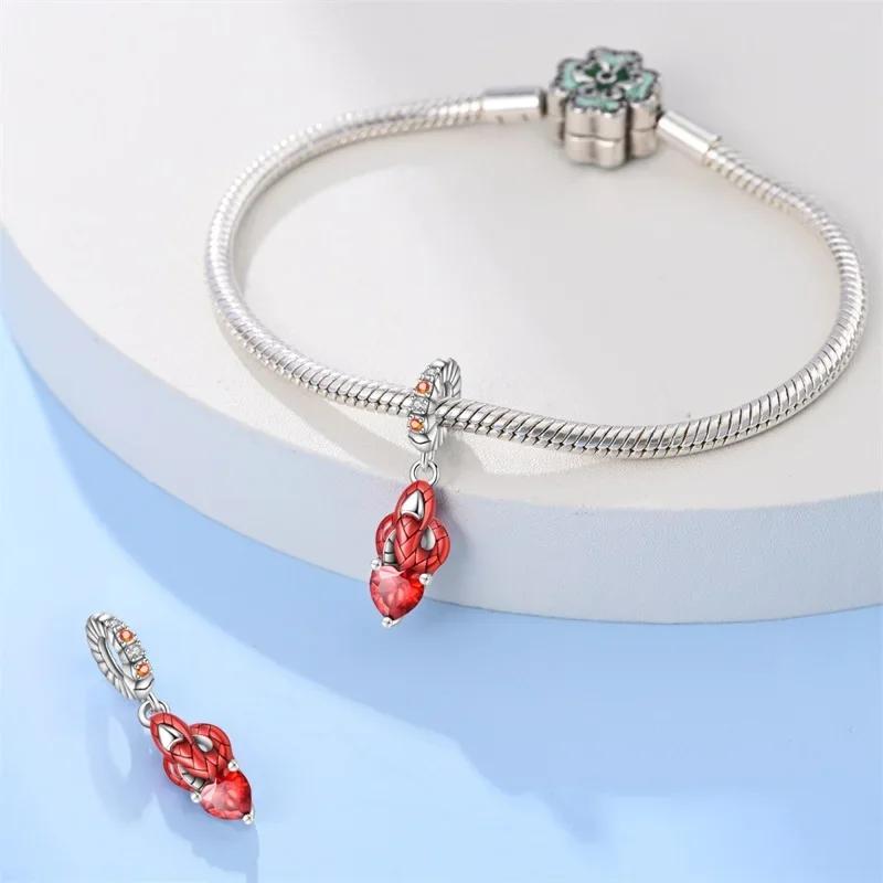 100% Copper Exquisite Tarot Cards Bracelet Pendants Blood Red Fire Snake Rose Charms Beads Diy Jewelry For Women