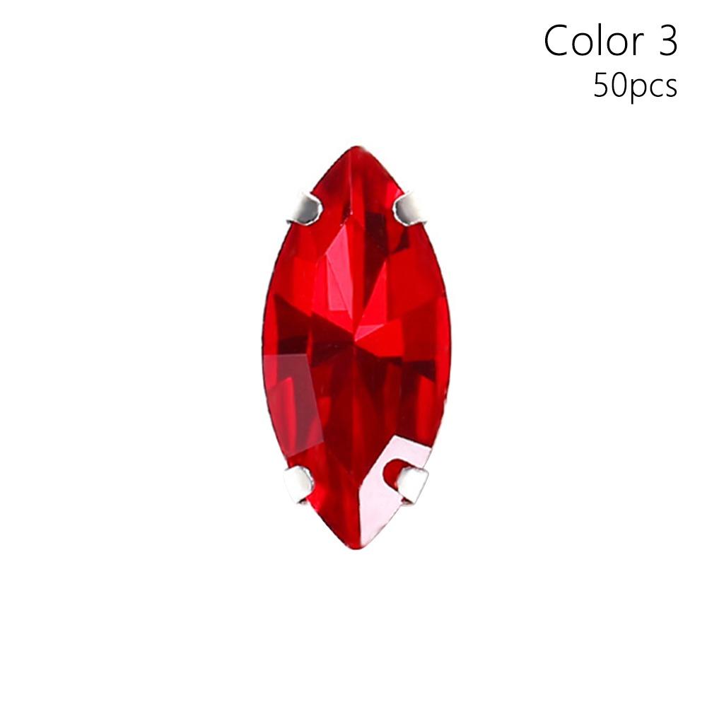 50Pcs/Pack Sew On Glass Crystal Stones With Silver Claw Diamond Beads Ornament  For Needlework