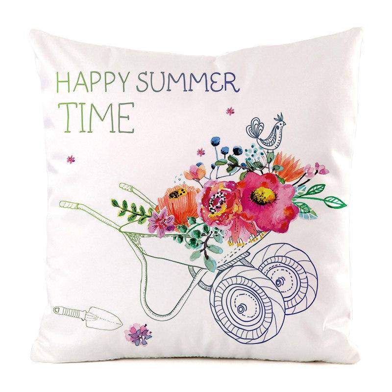 Home Decor Colorful Patterns: Happy Summer Time Pillows Pattern Cushion Cover Suitable for Sofa Bedroom Car Pillow Cover