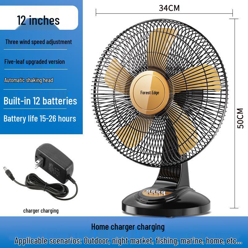 Portable 12V Solar-Powered Fan with High Airflow and Rechargeable Battery for Home, Dorm, and Outdoor Use