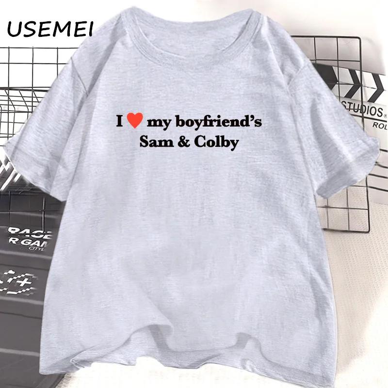 I Love Sam and Colby Tshirt Women Casual Cotton Heart Tshirt 90s Clothes Vintage Harajuku Fashion Streetwear Female Clothing