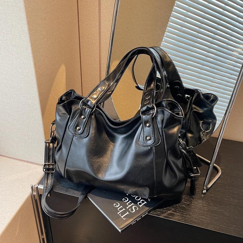 Large Capacity PU Shoulder Bag Rivet Buckle Thread Solid Casual Tote Crossbody Bag 2025 Hot Sale Bags for Women Bolsas Femininas