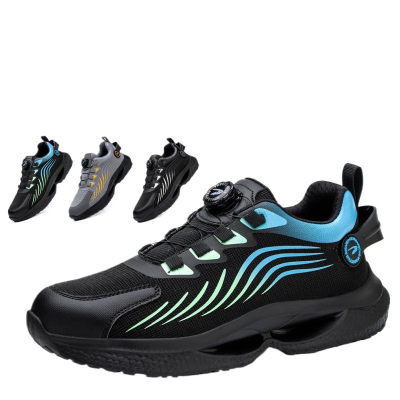 Labor Insurance Shoes Men's Rotating Button Safety Shoes, Anti-smashing and Anti-piercing Work Shoes