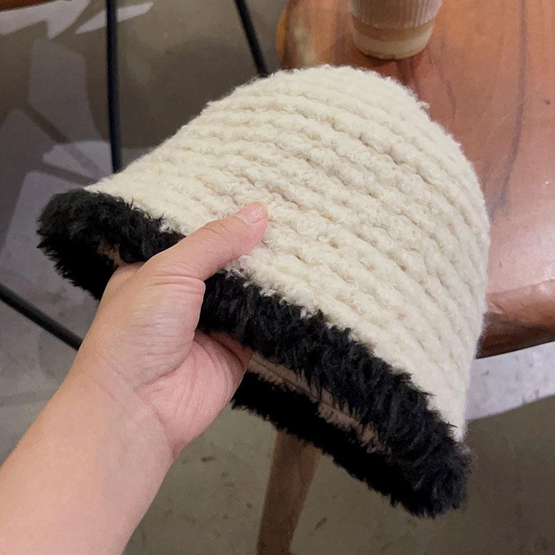 Plush fisherman's hat children's autumn and winter versatile thermal basin hat big head circumference cover face small bucket hat
