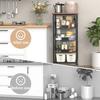 Kitchen Storage Cart Kitchen Basket 5-Tier Utility Organizer with Baskets and Wood Top Rolling Snack Cart with Wheels Metal Bla
