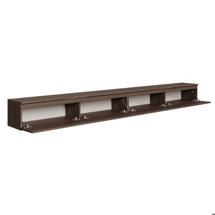 Wand-TV-Möbel mit 4 Klappen – BEMMI – 300 cm – Nussbaum-Holzoptik