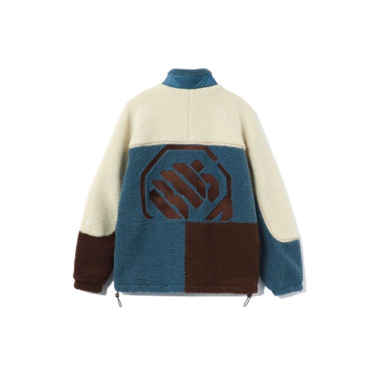 Li-Ning BadFive Basketball Series Plush-Lined Warm Color-Block Loose Jacket Men Jacket Fog-Khaki Limestone-Blue Umber AFDR703-1