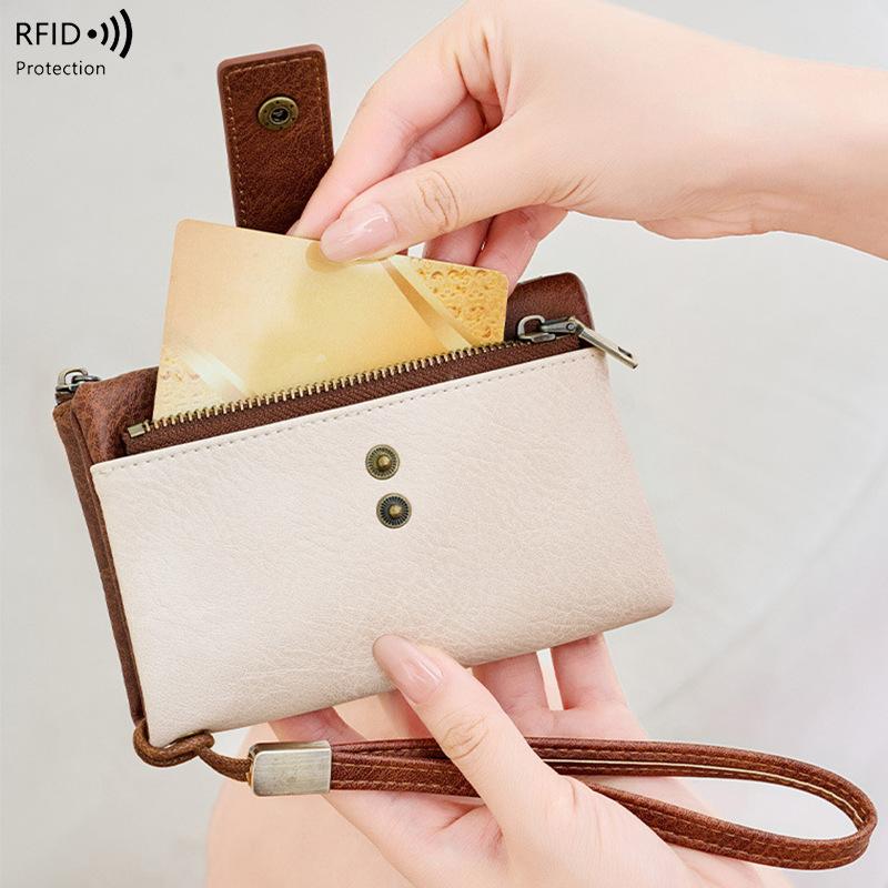 RFID blocking women wallet pu leather large capacity zipper credit card holder purse wallets