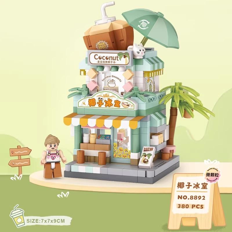 Building Blocks City View Scene Coffee Shop  Store Architectures Model Assembly Toy Christmas Gift For Children Adult