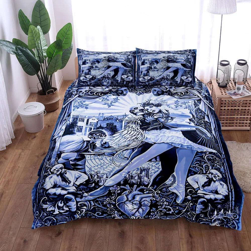 

Blue Skull Gothic Duvet Cover Set Eu Single Double King Us Twin Full Queen Size Bed Linen Set Duvet Cover Bed Set Quilt Cover EU single(135x200cm)