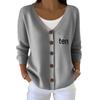 V-Neck 5-Button Printed Cardigan Sweater