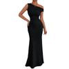 Women’s Casual Asymmetrical Shoulder Ruched Sleeveless Maxi Dress Elegant Fitted Long Dress for Everyday and Evening Wear