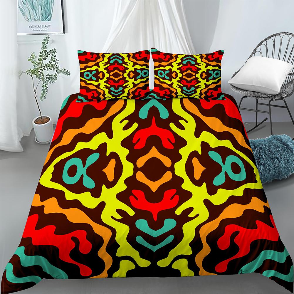Luxury Boho Style Duvet Cover Geometric Print Bedding Set Quilt Cover with Zipper Closure King Queen Polyester Comforter Cover