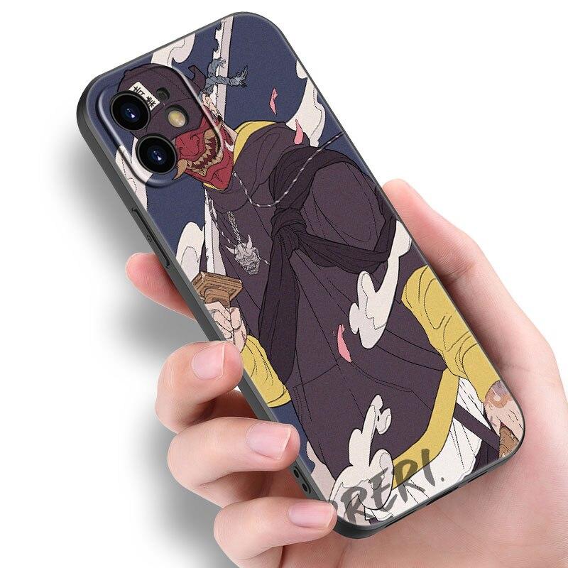 

Японское Аниме самурай Чехол для телефона для Apple iPhone 14 13 12 Mini 11 Pro Max 7 8 XR X XS 7 8 Plus SE 2020 2022 Черный Чехол iPhone SE 2022