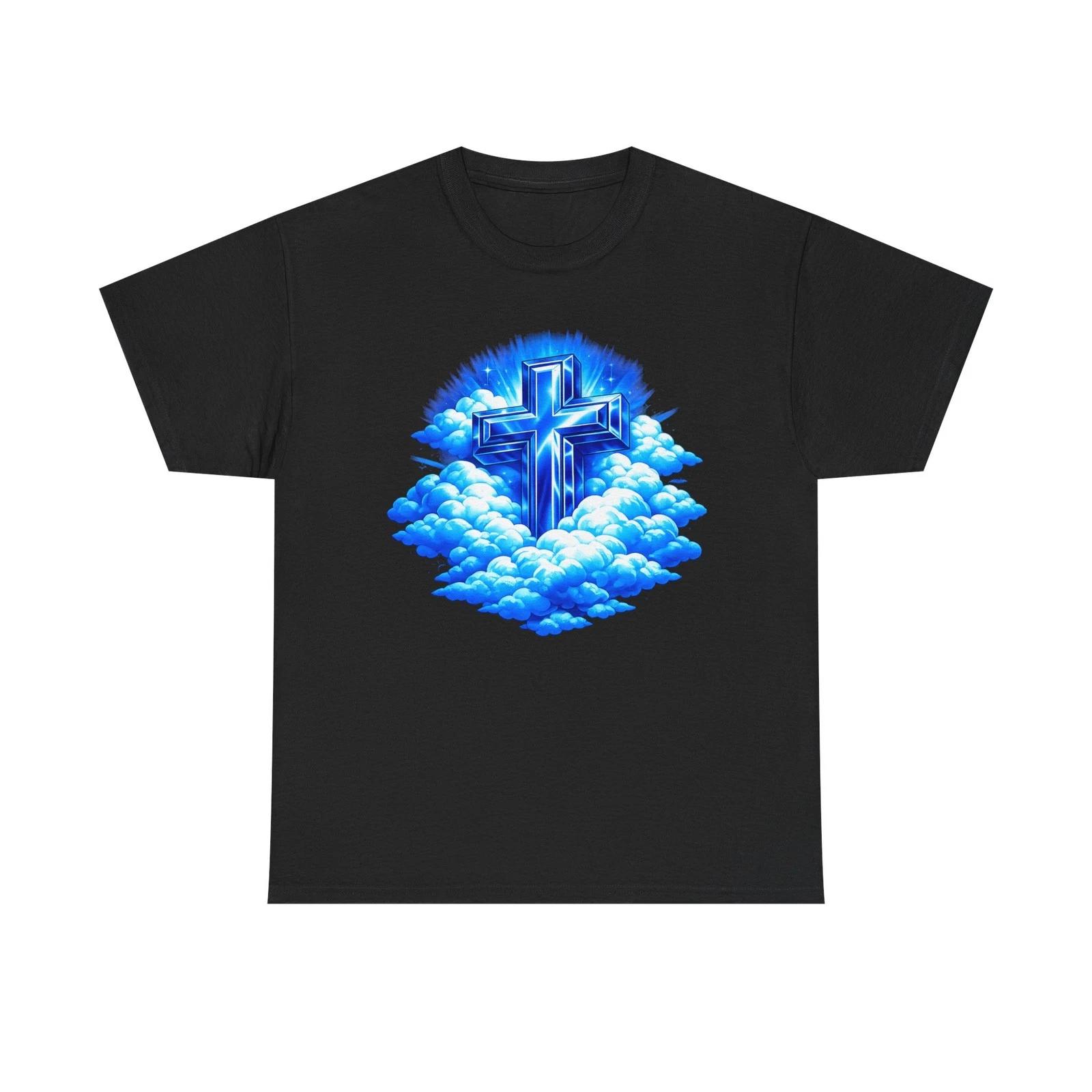 Cross/Clouds Blue Unisex Heavy Cotton Tee 2XL