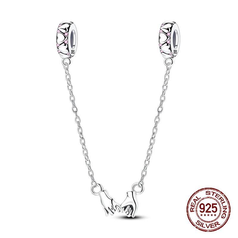 

Рука об руку Резиновый стопор Защитная цепочка Шармы Медный подвес-шарм Подходит для браслета-бэнгла, ожерелья, DIY-украшений