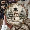Vintage Snowman Aluminum Sign 8x8 Inch Rustic Winter Christmas Wall Art Home Decor For Indoor Outdoor