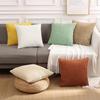 Corduroy Throw Pillow Covers 18x18  Striped Decor Pillowcase for Living Room Bed Soft Couch Cushion Cover for Sofa Beige White