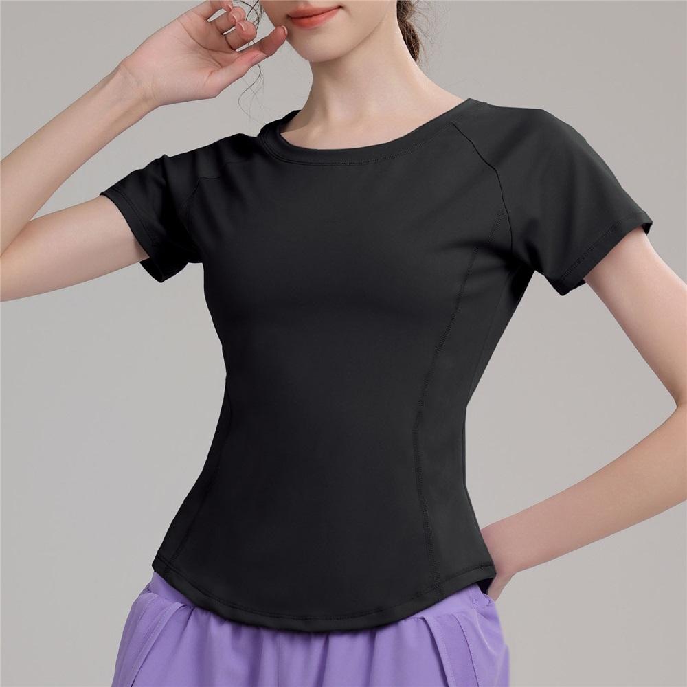 

Summer Mesh Splicing Yoga Clothing Loose Running Cycling Sports Women s Speed Drying Pilates Training Thin Short Sleeves L чорний