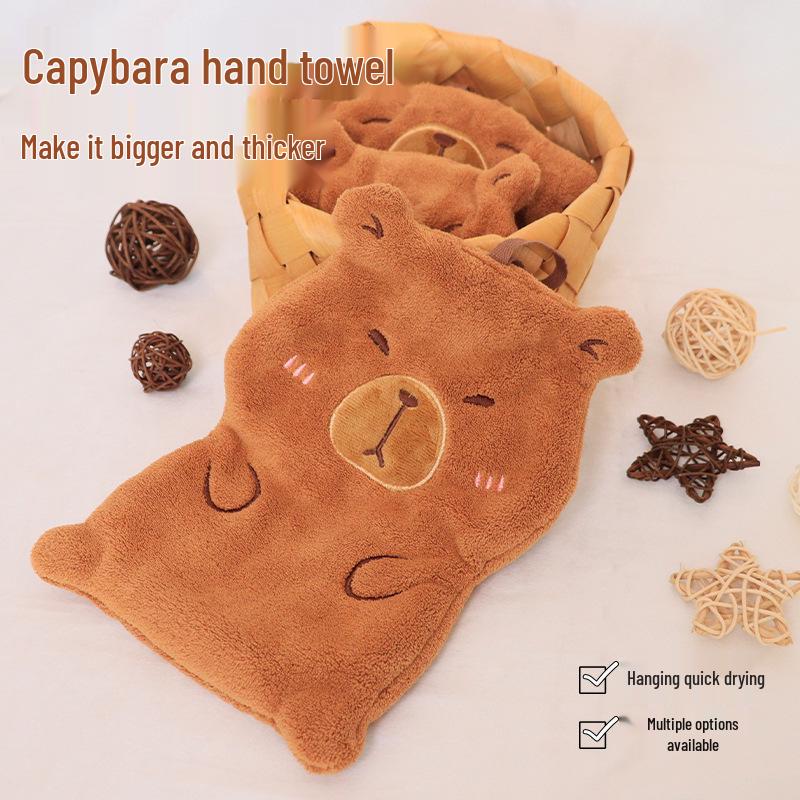 Capybara Cartoon Quick-Dry, Absorbent Hanging Hand Towel - Lint-Free, Thickened for Kitchen & Kids