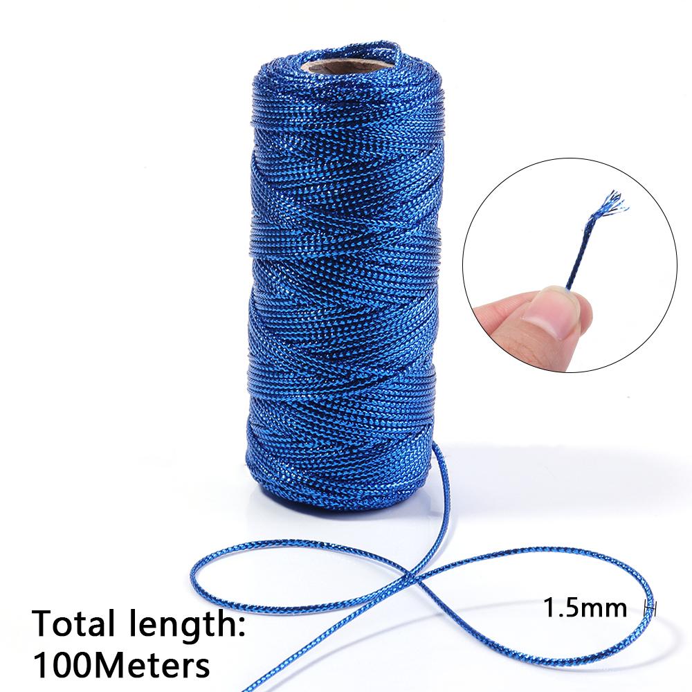 100Meters/Roll Gold Silver Color Macrame Cord Packaging Rope Ornament String Thread For DIY Wedding Party Christmas Gifts Decor