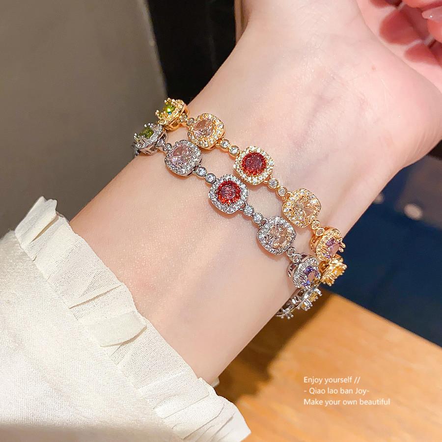 Vintage Geometric Cubic Zirconia Gold Plated Bracelet For Women Gift Ideas