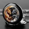 10pcs/lot Wholesale Yin-Yang Dragon Chain Pocket Watch Imply Good Luck Necklace Pendant Clock Kids Man Woman Souvenir Best Gifts