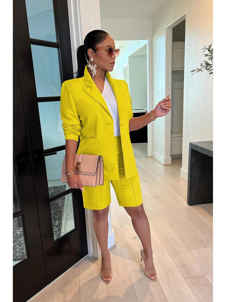 European & American Women's Spring/Summer Casual Suit: Jacket & Shorts Two-Piece Set