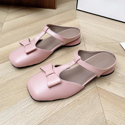 Nœud Femmes Pantoufles Bout Carré Sandales à Talons Mules Chaussures 2025 Élégantes Été Nouveauté Slingback Chunky Chaussures Femme Zapatillas