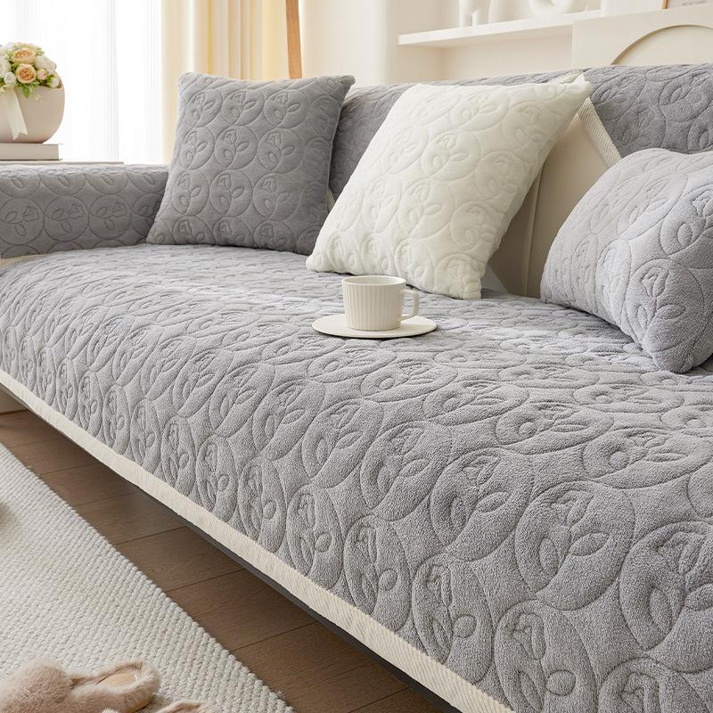 Winter Milk Fiber Sofa Cushion Thickened Fleece High-Grade Leather Sofa Cover Cover Cloth Warm Fleece Cushion
