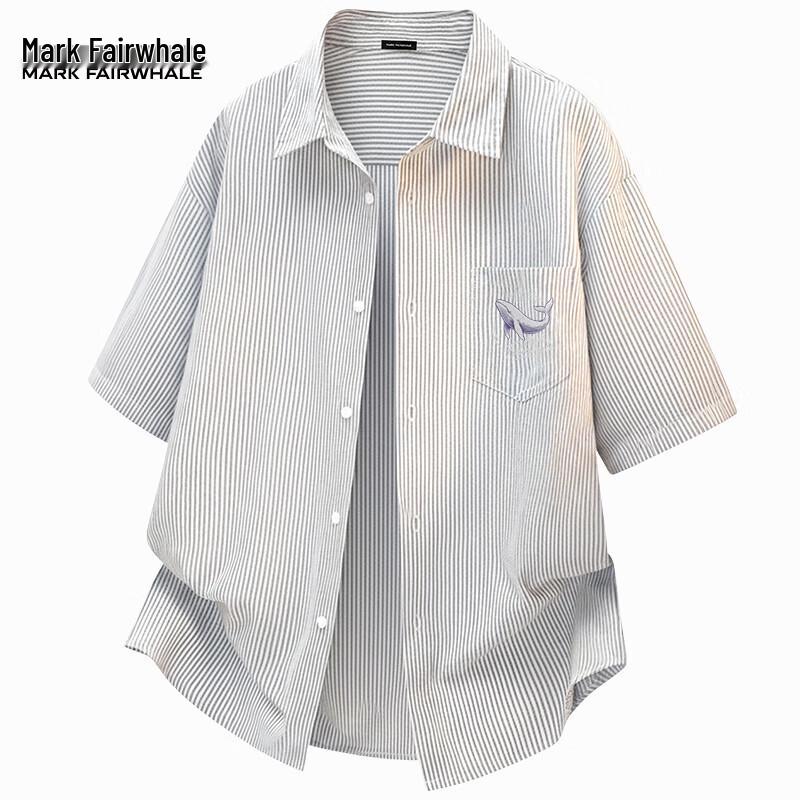 Mark Fairwhale Men s Striped Oxford Short Sleeve Shirt Jacket XL