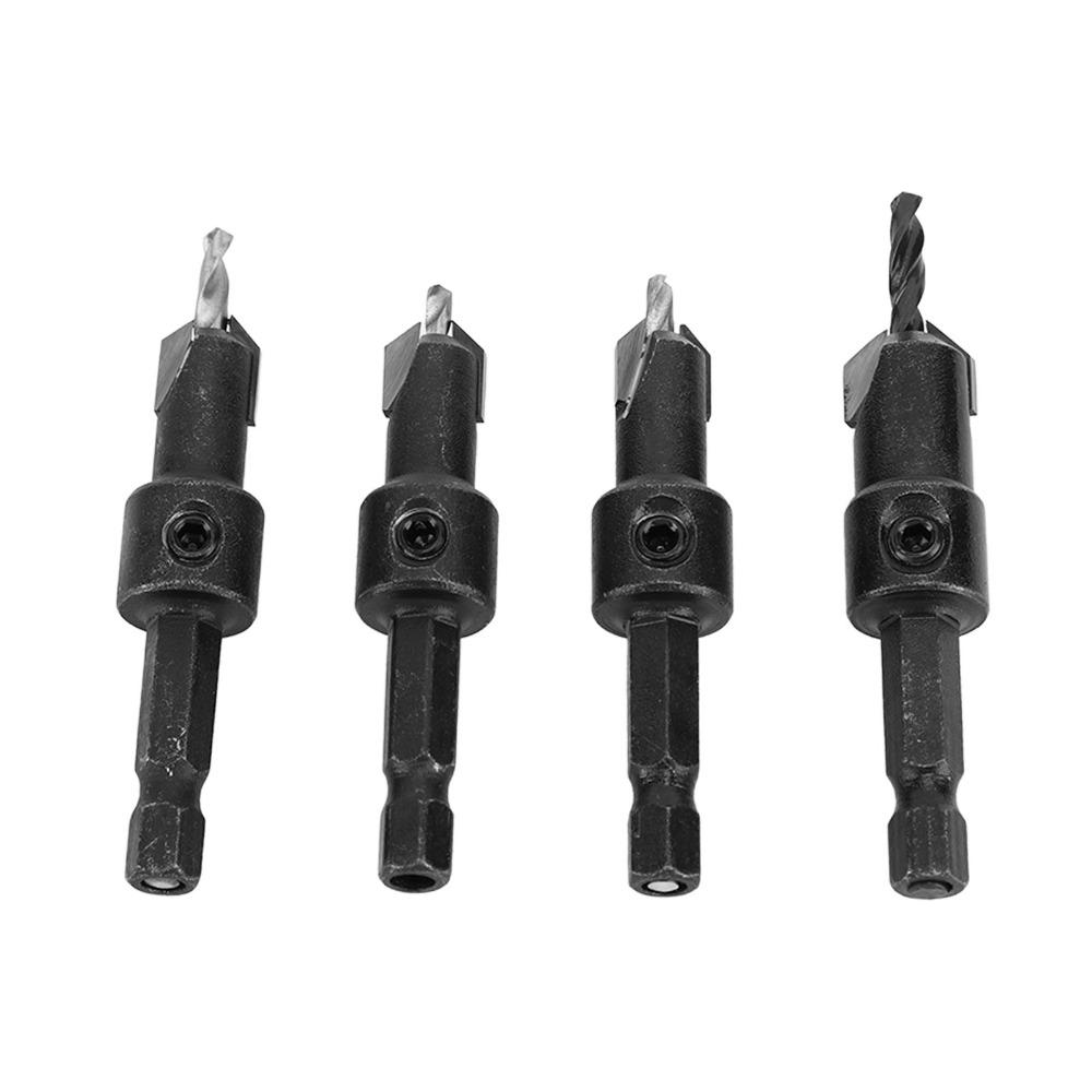4pcs Adjustable Depth Countersink Drill Bit Set 4 Piece Set Countersunk Drilling Bit  Woodworking
