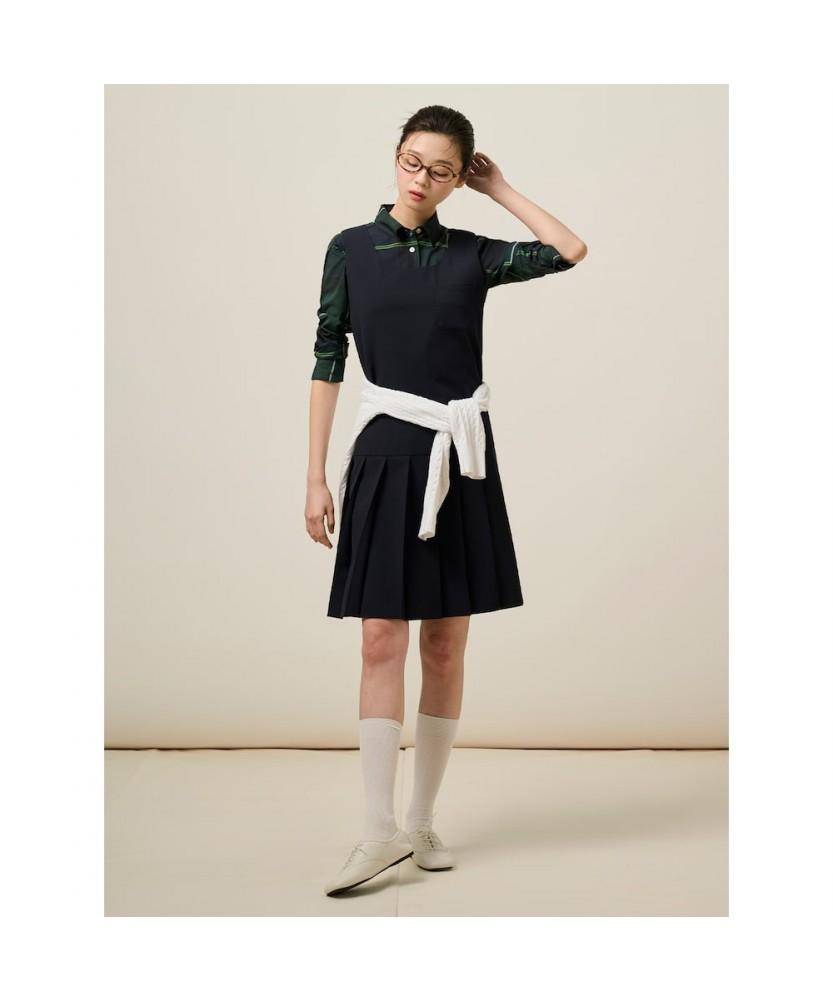 Binpolleidiseu Pleated Hem Sleeveless Dress Navy (Bf5271C01R)