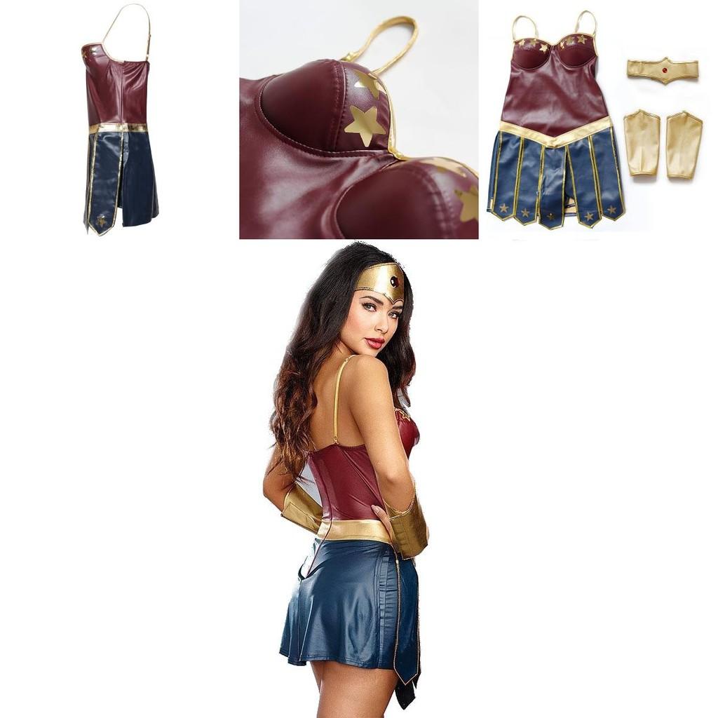 Costume da Cosplay di Wonder Woman Con Pelle PU Gioco di Ruolo Fantasy Abbigliamento di Halloween