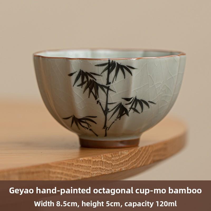 Creative Hand-painted Bamboo Teacups Retro Ceramic Tea Mug Chinese Kung Fu Master Cup Household Small Tasting Teaware Drinkware
