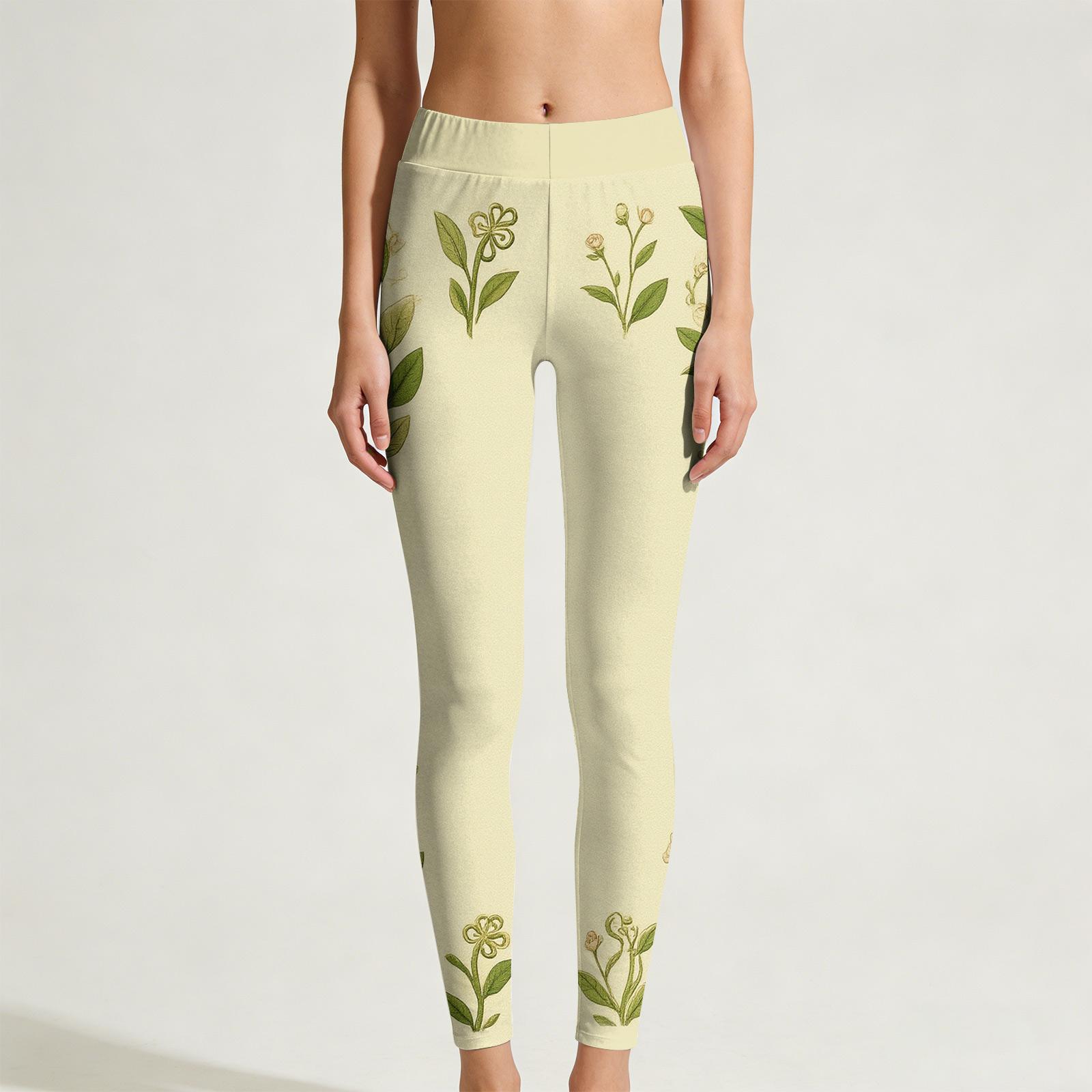 

Women s Casual Fashion Outdoor Printed Slim-Fit Stretch Yoga Pants Cropped Length XL жовтий