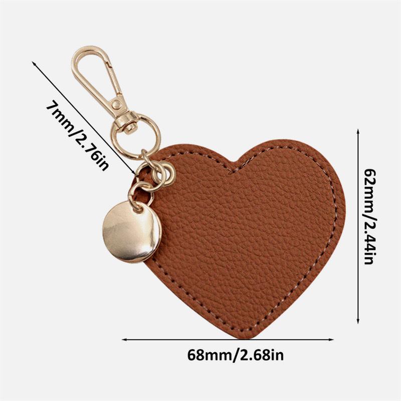 In-Stock Heart-Shaped PU Leather Keychain Pendant - Car Key Gift