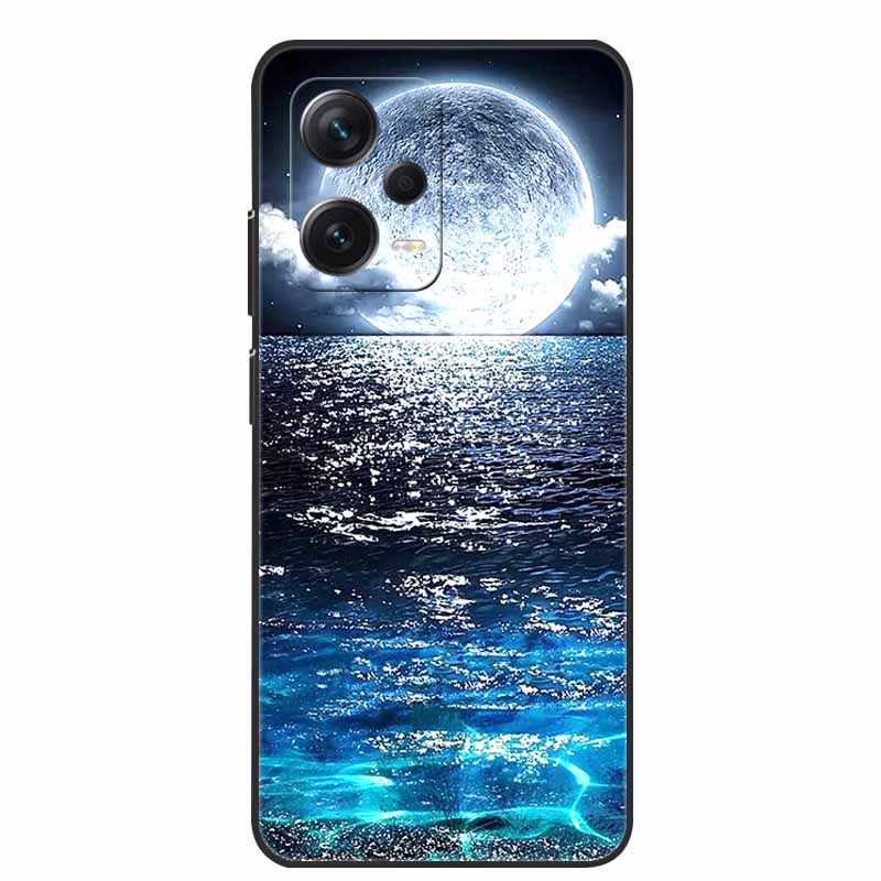 Weiche Hülle für Xiaomi Redmi Note 12 Pro 5G Case Schwarz TPU Silikon Hüllen für Redmi Note 12 Turbo 5G / Note12 Pro Plus Pro+ Wolf
