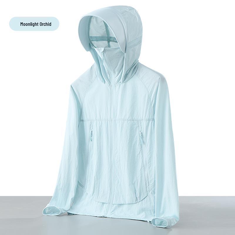 Unisex UPF50+ UV Protection Ice Silk Windbreaker with Large Brim
