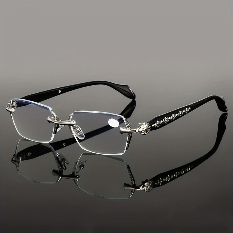 

Men s and Women s Ultra Light Frameless Glasses, Retro Diamond Trimmed Classic Unisex Decorative Glasses серебряный