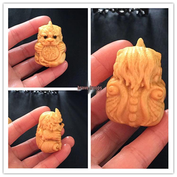 

Solid Bamboo Carved Golden Toad Year of the Rabbit Pendant Ornament