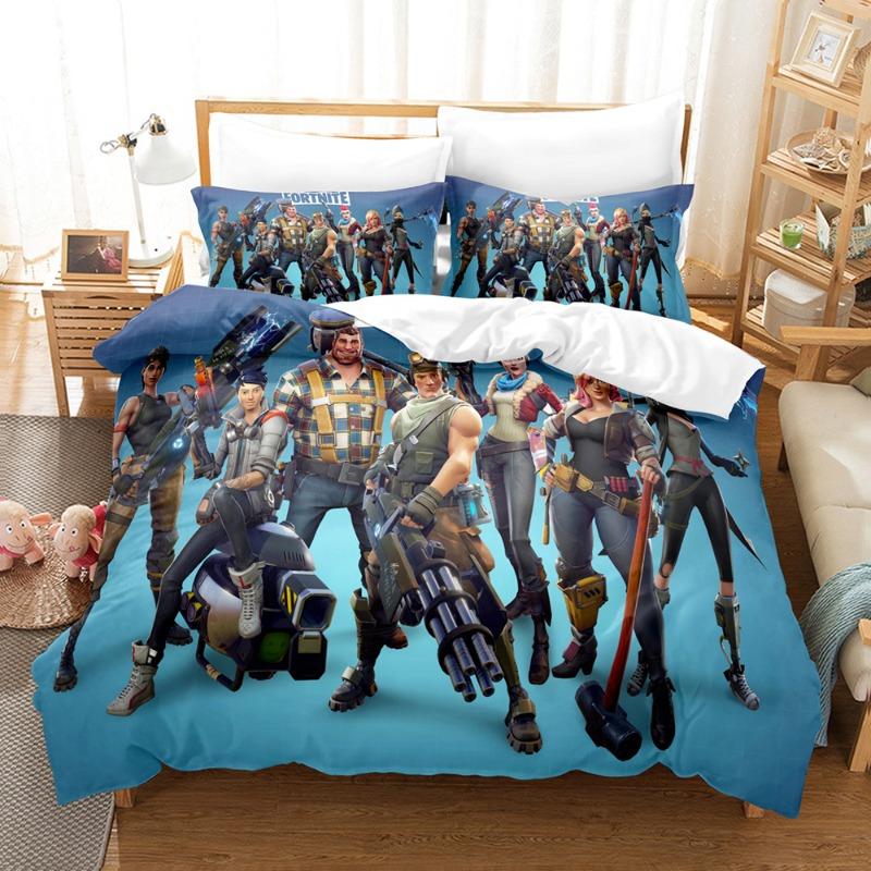Comforter Fortnite Bedding Suit 3D Printed Bedroom Bed Bedclothes 2/3Pcs Anime Cartoon Room Decoration Kids Xmas Gift
