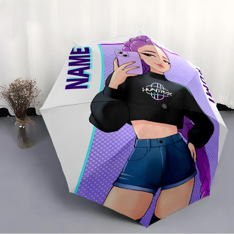 Personalized Name K-KPop Demon Hunters Print Umbrella - Automatic Open/Close, Eight-Rib Durable Frame, Automatic Folding Umbrella