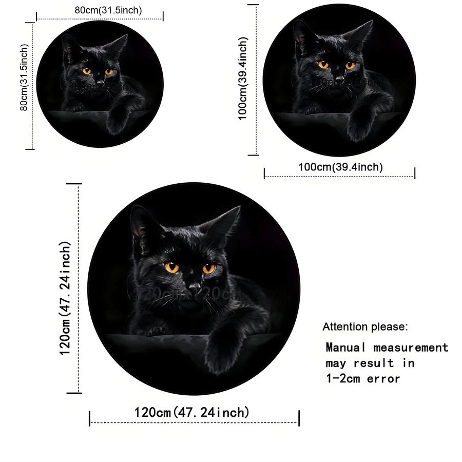 Black Cat  Pattern Round Shape Floor Mats Kitchen Hallway Runner Rug Bedroom Living Room Soft Carpet Non-slip Area Rug