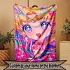 Custom Name Personalized Sailor Moon Print Blanket, Home Decor, Bedroom, Sofa, Camping, Couch, Gifts for Birthday Christmas