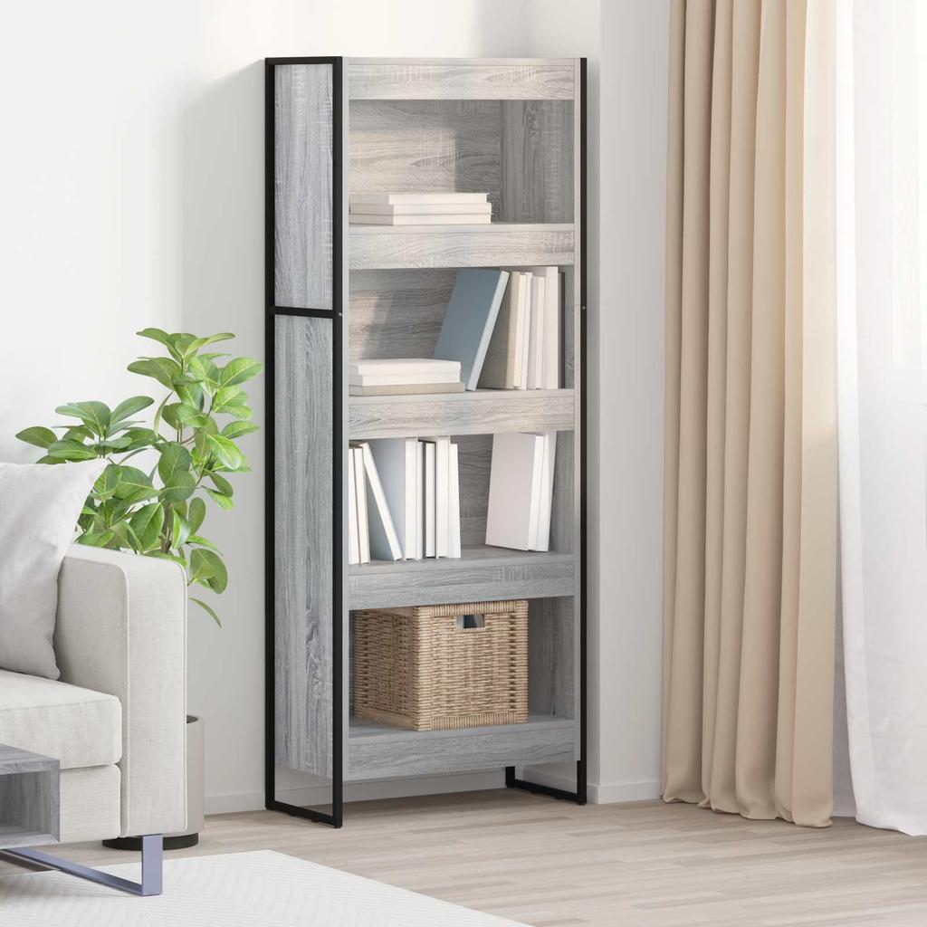 Bookshelf 60 x 30 x 155 cm Engineered Wood Grey Sonoma