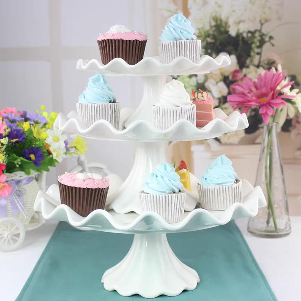 High Quality Ceramic Dessert Tray Elegant Ceramic Cake Stand Display Holder For Desserts And Pastries At Parties